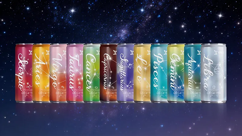 zodiac canned cocktail series custom packaging