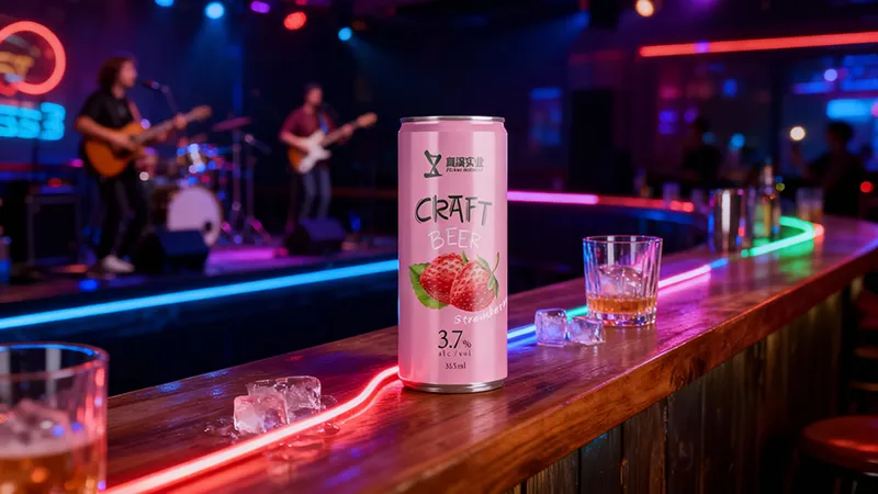 strawberry flavored fruit craft beer in 355ml can