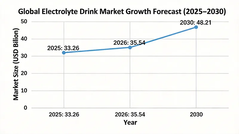 Global electrolyte beverage market projected to grow from $33.26 billion in 2025 to $48.21 billion by 2030, driven by increasing demand for low-sugar functional beverages.
