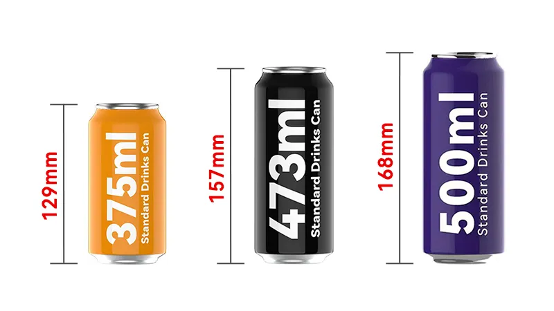 473ml standard can size comparison with 375ml & 500ml cans