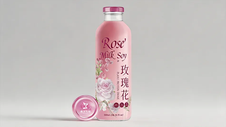 300ml rose soy milk drink glass bottle plant based beverage