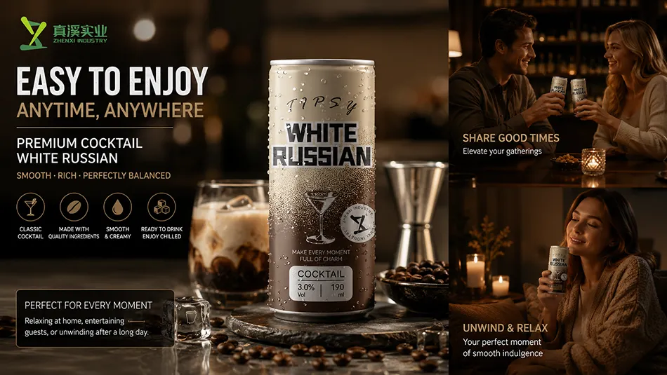 premium white russian canned cocktail lifestyle drinking scene