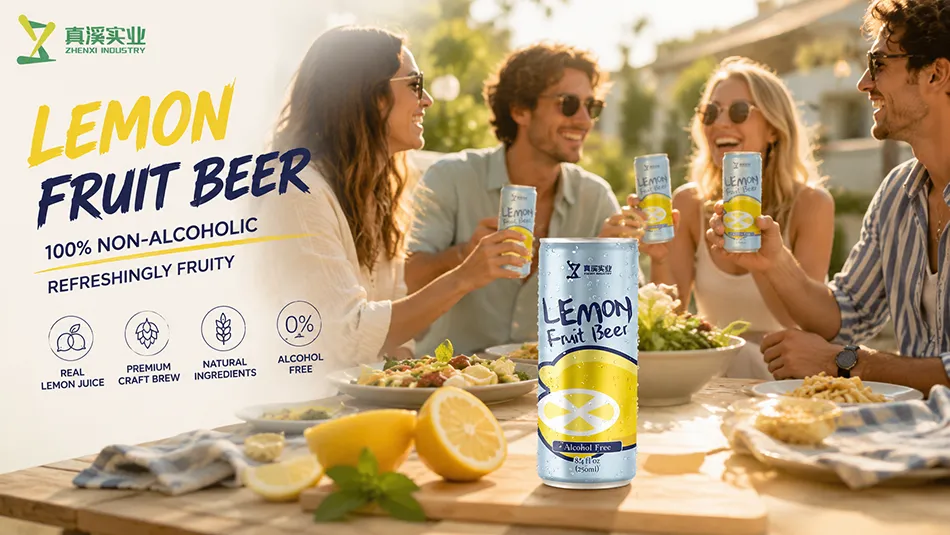 refreshing lemon alcohol free beer outdoor lifestyle beverage