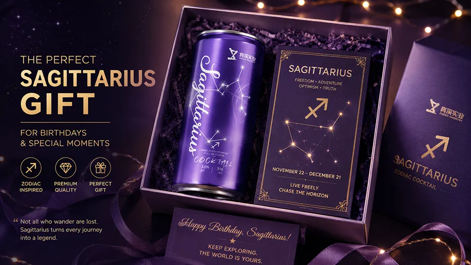 Sagittarius zodiac canned cocktail gift for astrology lovers