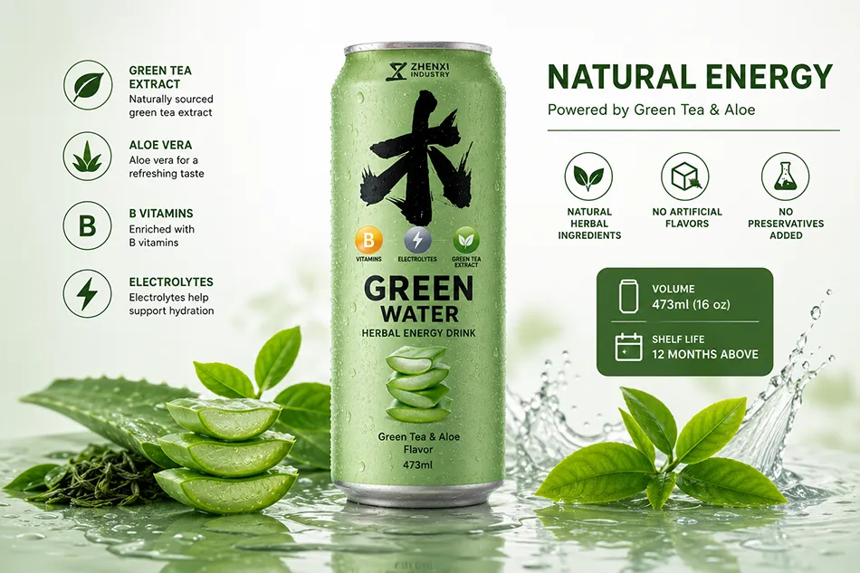 Natural Herbal Energy Drink 473ml with Green Tea & Aloe