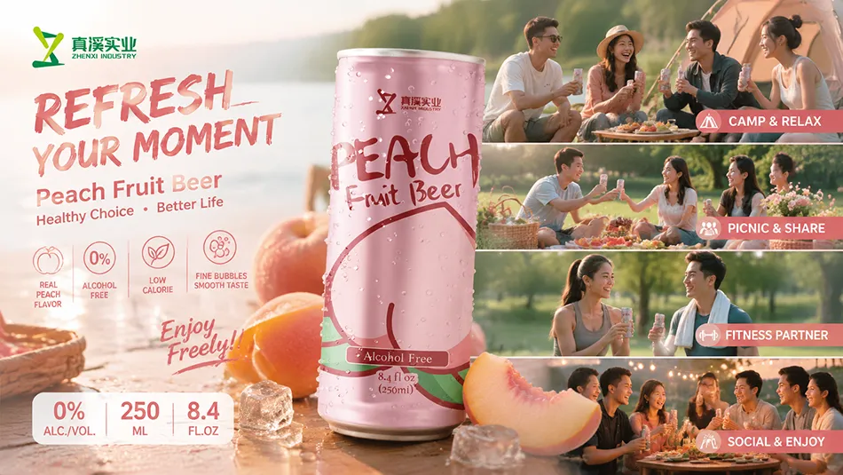 healthy peach flavored non alcoholic craft beer for modern lifestyle