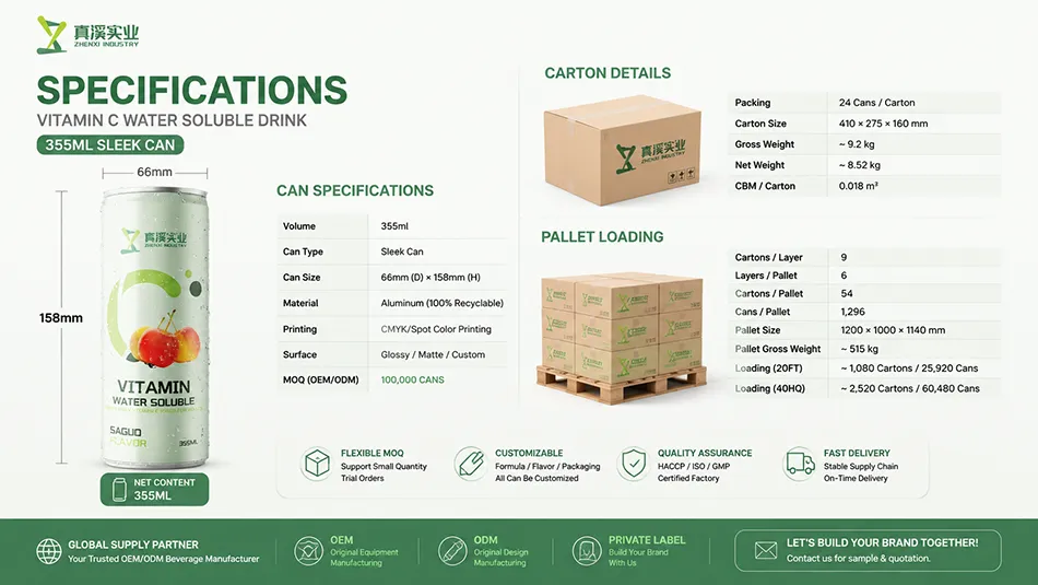 355ml crabapple vitamin C energy drink packaging specification
