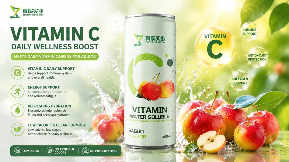 355ml crabapple vitamin C energy drink in sleek can by ZhenXi