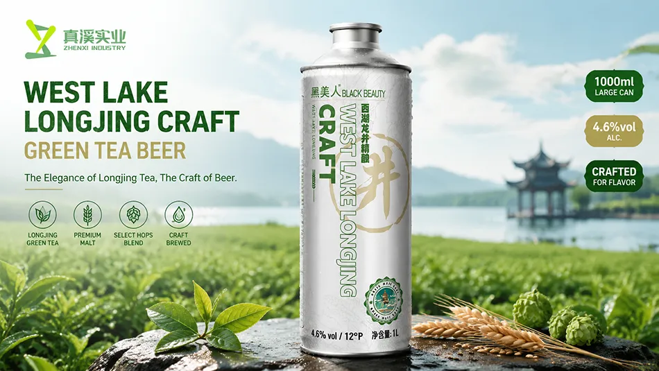 1000ml West Lake Longjing craft tea beer in tin can by ZhenXi