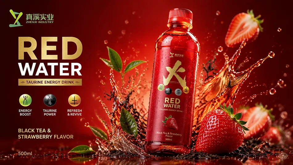 500ml strawberry black tea taurine energy drink for OEM and private label beverage brands