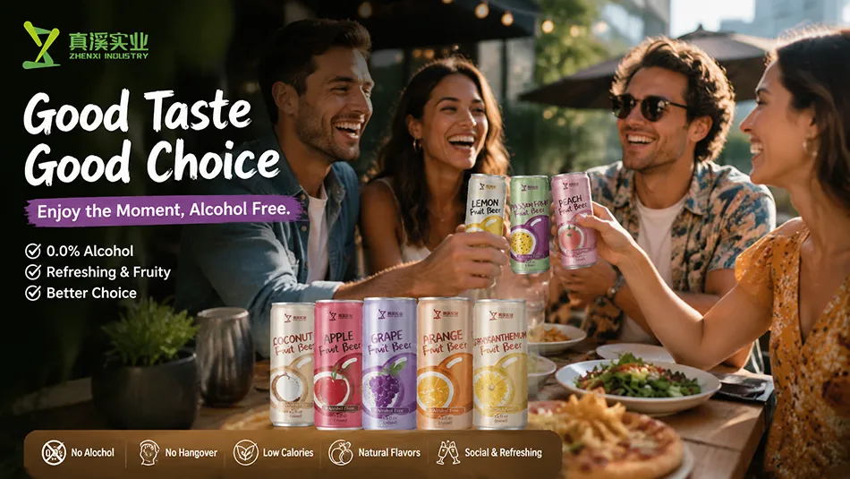 Consumers enjoying passion fruit non alcoholic beer in social lifestyle settings