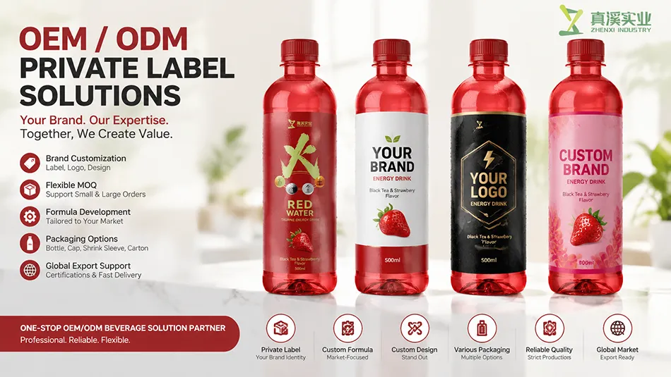 OEM and private label strawberry black tea taurine energy drink customization service