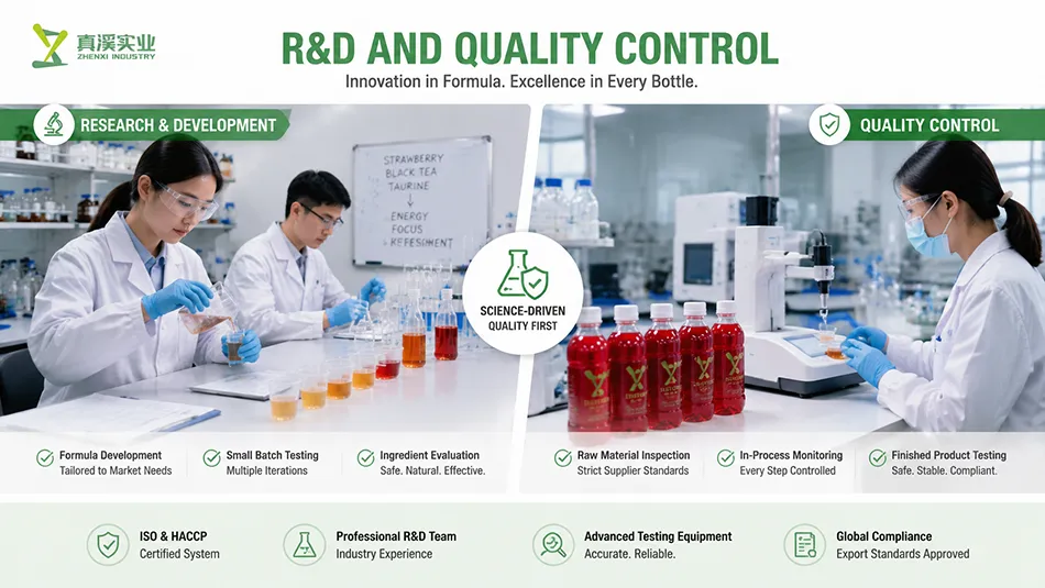 Research, development and quality control for OEM strawberry black tea energy drinks