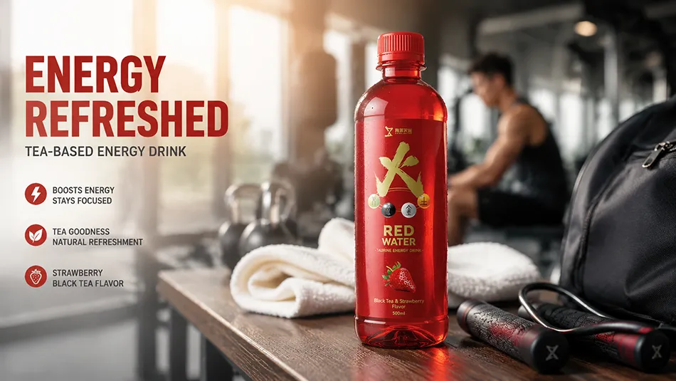 Consumers enjoying strawberry black tea taurine energy drink in daily lifestyle scenarios