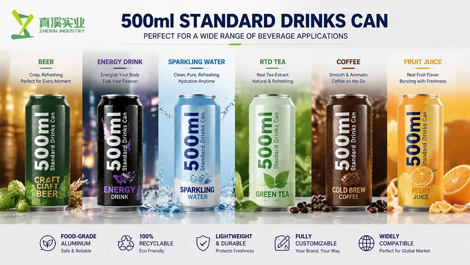 500ml aluminum beverage cans suitable for beer energy drinks sparkling water coffee tea and juice packaging