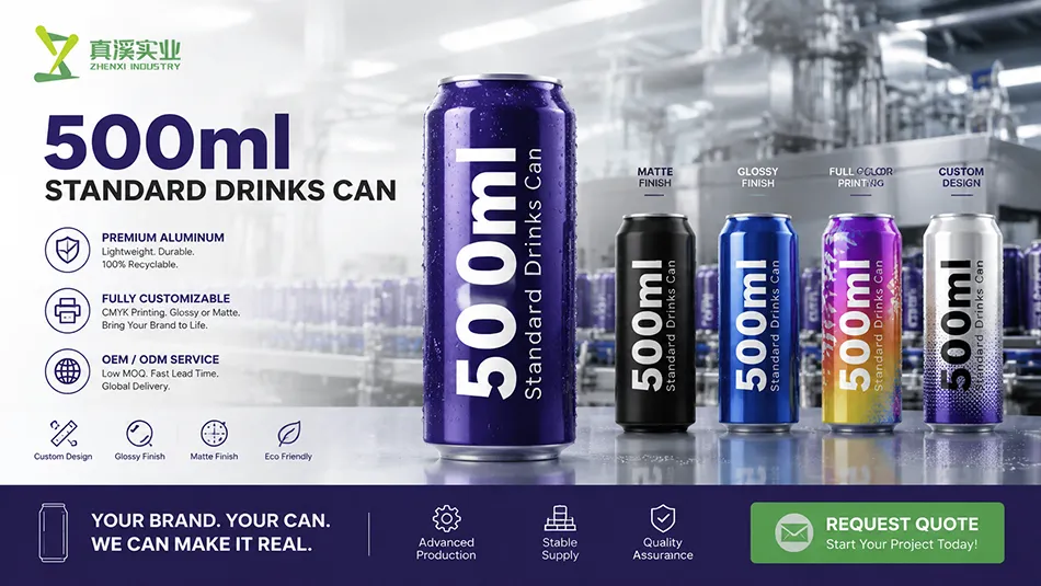 500ml printable aluminum beverage can manufacturer providing OEM custom printed beverage cans for global beverage brands