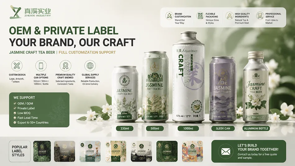 OEM and private label jasmine craft tea beer customization service for global brands