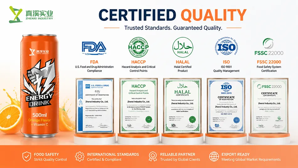 Orange Vitamin C Energy Drink manufacturer FDA HACCP HALAL ISO certified