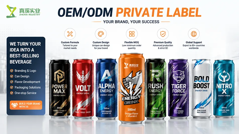 Private label Orange Vitamin C Energy Drink custom printed aluminum cans