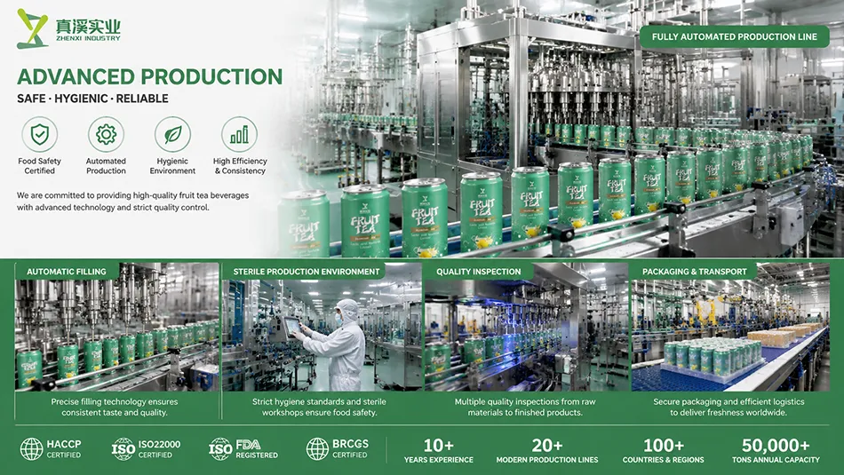Aluminum canned fruit tea production line in beverage factory with automated filling and sealing system