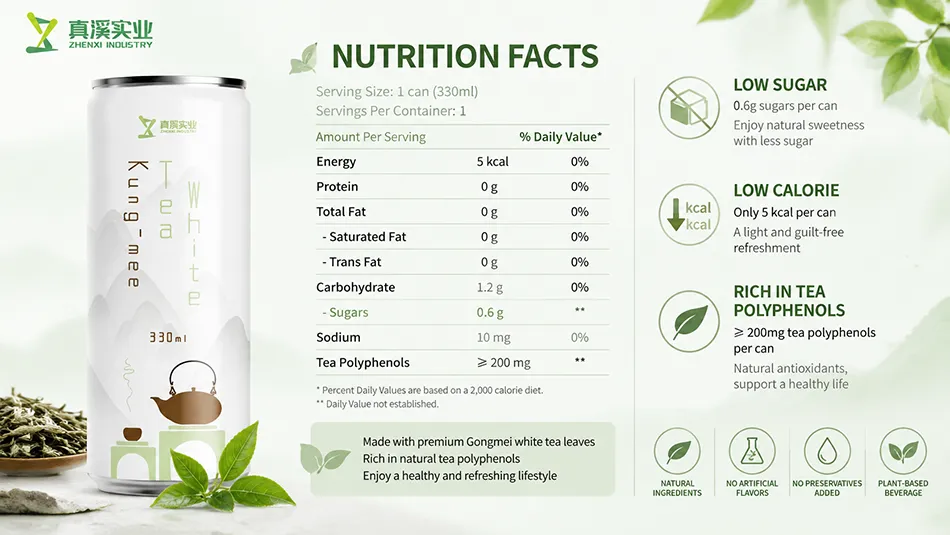 Gongmei White Tea nutrition facts low sugar beverage