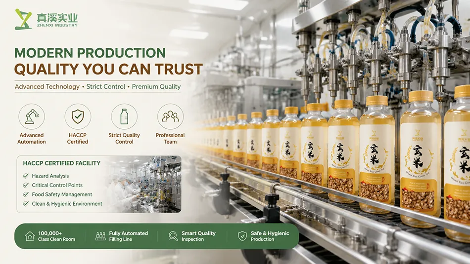 Brown rice green tea bottling production line in certified HACCP beverage factory in China