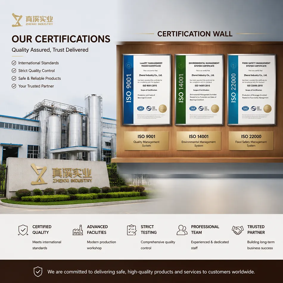ISO 9001 ISO 14001 ISO 22000 Certified RTD Cocktail Manufacturer