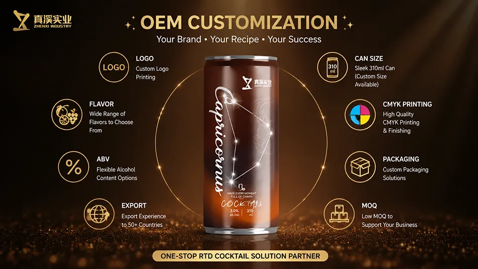 OEM Private Label RTD Cocktail Manufacturing Service for Beverage Brands