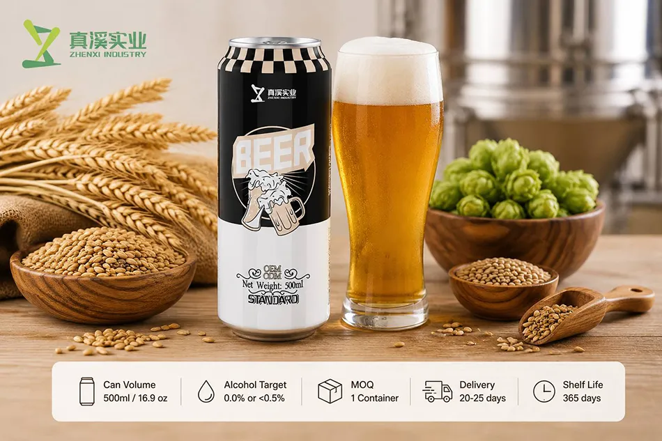 500ml non alcoholic craft beer can with foamy beer glass, wheat, hops, and grain body sample check details