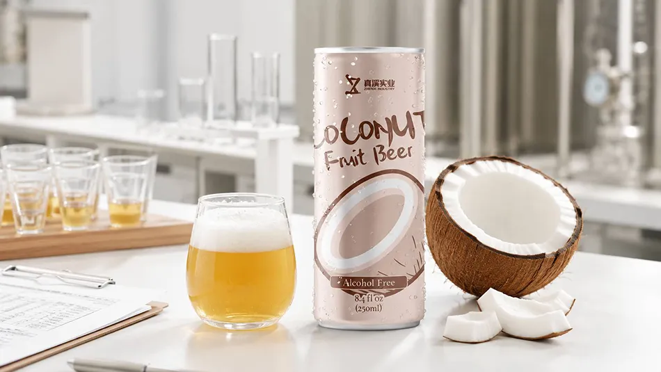 Fruit-led alcohol free beer taste testing with coconut flavor