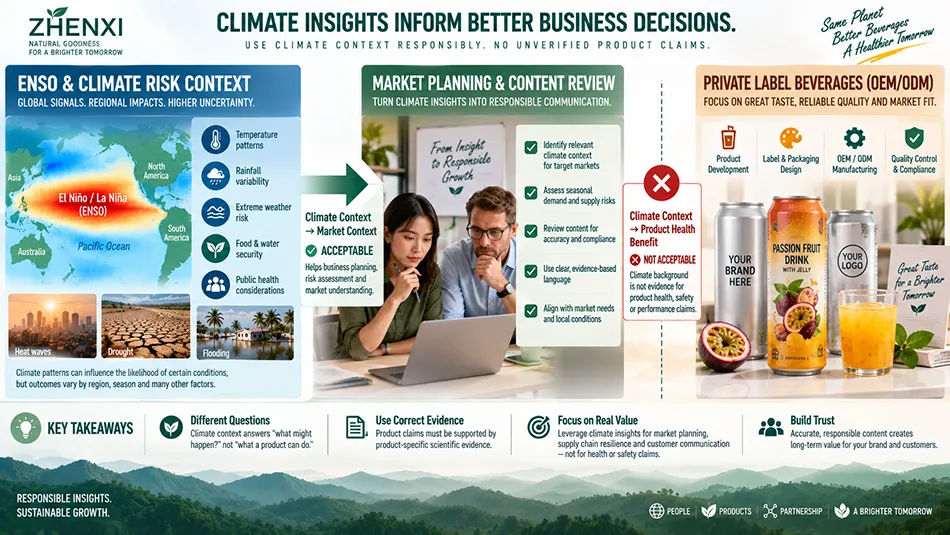 ENSO climate risk context and commercial beverage claim boundary