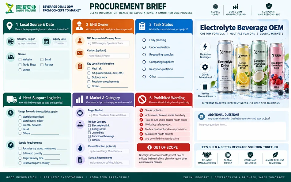 Workplace-safe beverage category brief for distributor and EHS review