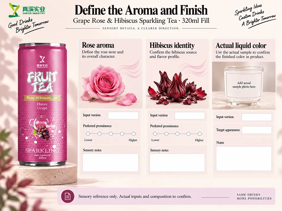 Rose aroma, hibiscus identity and actual liquid color review for grape rose and hibiscus sparkling tea.