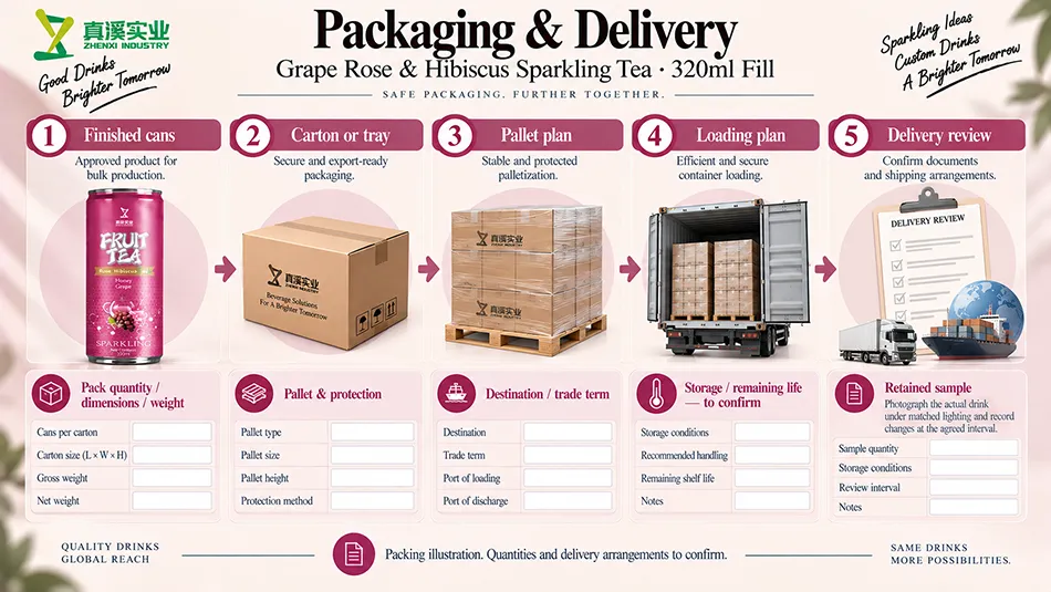 Finished cans, cartons, palletization, container loading and delivery planning.