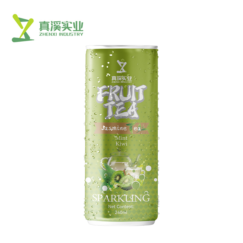 ZhenXi Kiwi, Mint, Jasmine Sparkling Tea can on a white background.