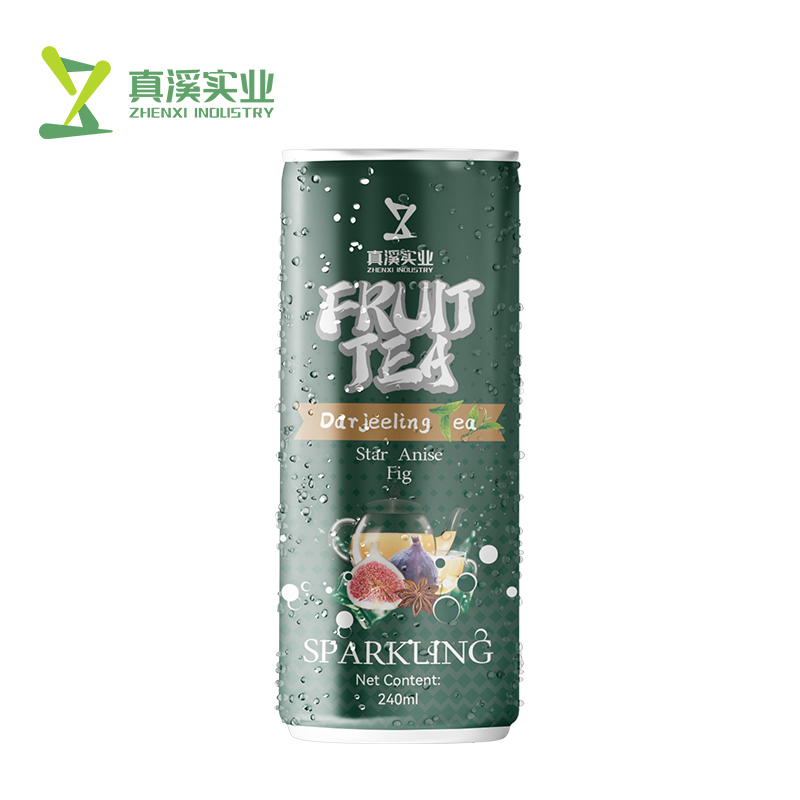 ZhenXi Fig, Star Anise, Darjeeling Sparkling Tea can on a white background.