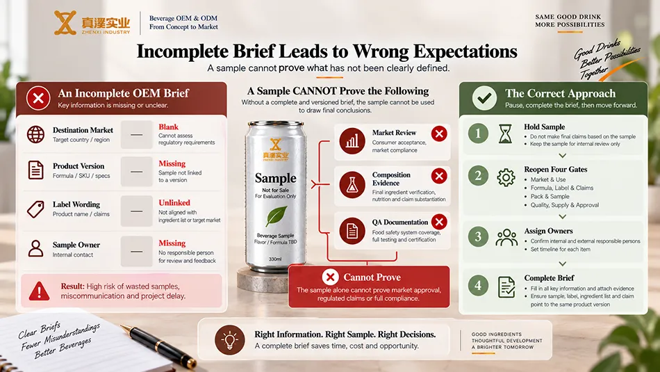 Electrolyte OEM sampling brief conflict with missing market, product, and approval records