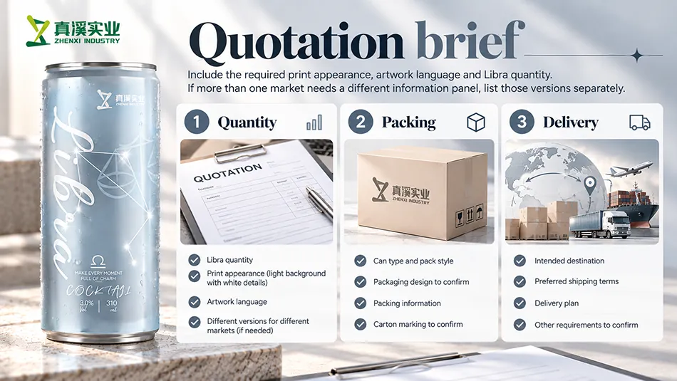 Libra quotation brief covering quantity, packing and delivery requirements