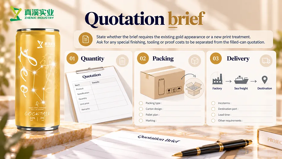 Leo quotation brief covering order quantities, packing requirements and delivery arrangements