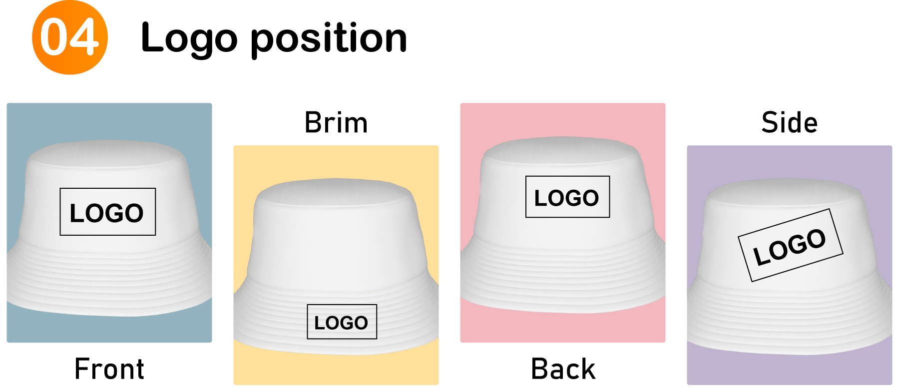 Custom Bucket Hats Logo position