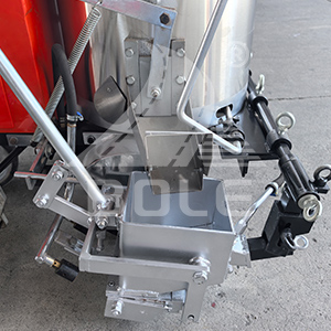 Road marking machine outlet