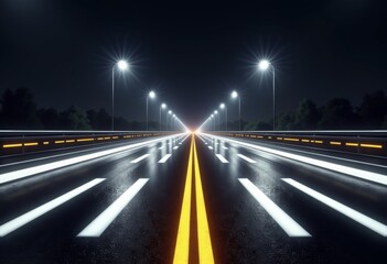 Cold-applied road marking paint with glass beads reflecting light in low-light conditions.