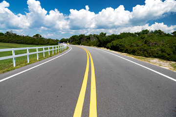 Driver’s-eye view of a raised 2mm thermoplastic rumble line on a highway