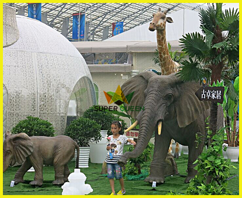 Artificial Animatronic Animals Simulation Elephant with Movements and Sounds for Amusement Park