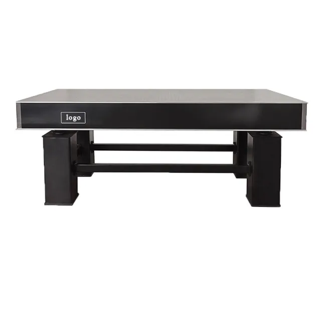 Front view of GZT rigid optical table showing the steel support frame