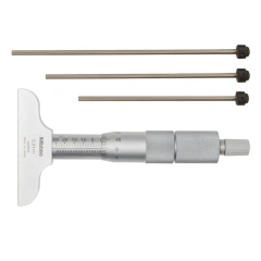 Depth Micrometer, Interchangeable Rods 0-75mm, 63mm Base 129-110