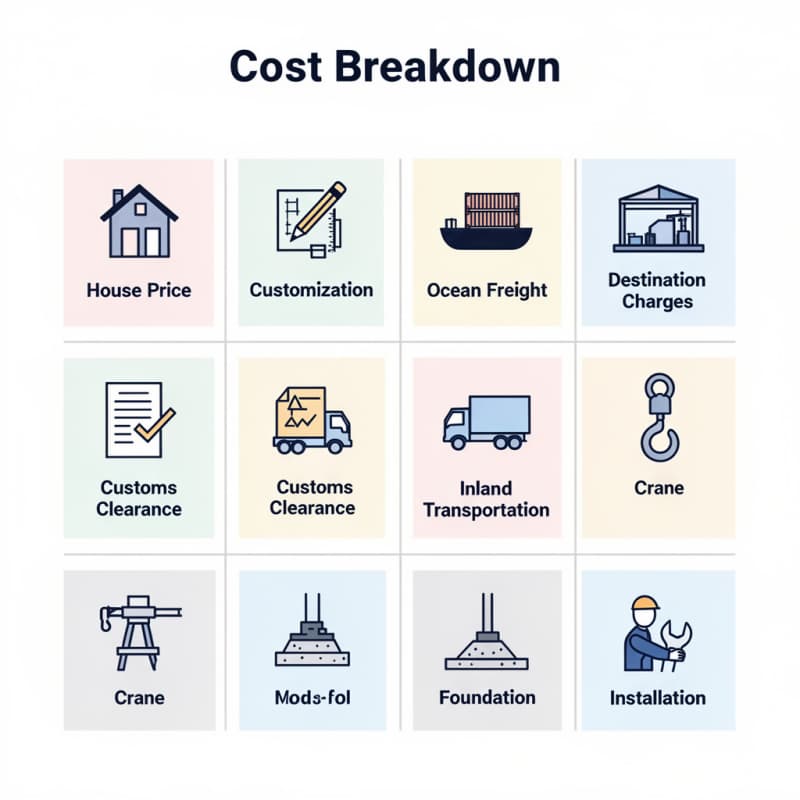 container house landed cost breakdown import from China