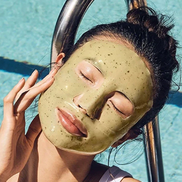 Private Label Vegan Organic Natural Hydrogel Collagen Green Tea Plant Match Face Sheet Gel Facial Mask