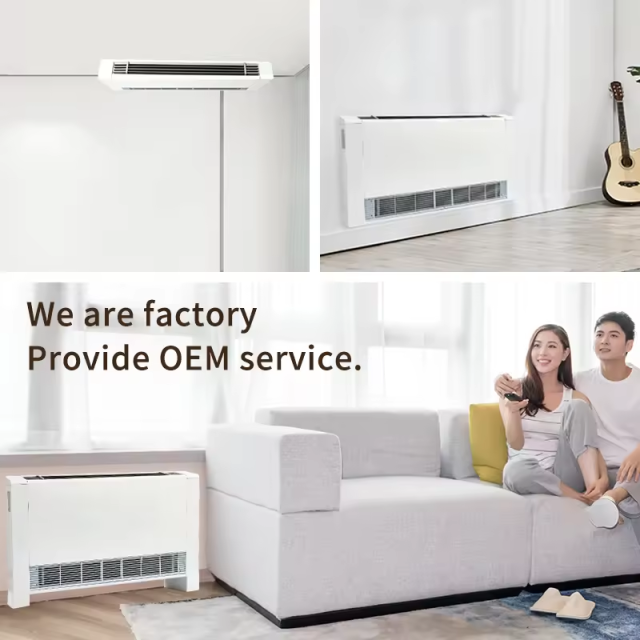 YG-20/30 BLDC motor chilled water fancoil unit floor standing 190-250V 50/60Hz ultra-thin exposed fcu fan coil with Wifi control