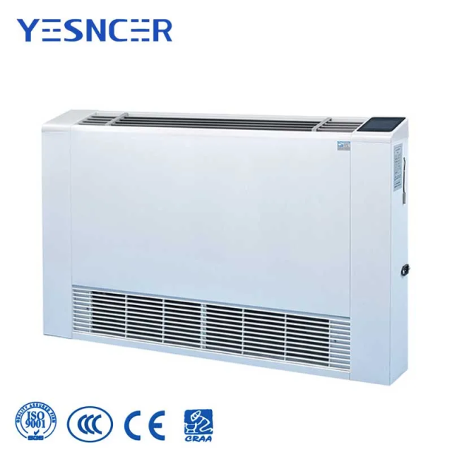 130mm Chilled Water Air Conditioner Floor Standing Fancoil Units Exposed Room Ultra Thin Fan Coil Unit for Heat Pump heating